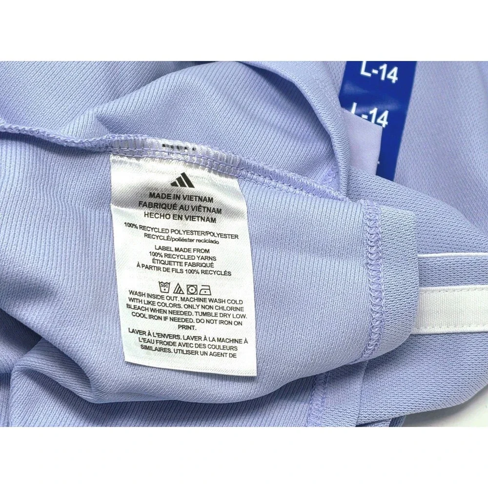 adidas Youth Polo Dress + Bike Shorts 2-pc Set Purple Violet Girls Size L (14)
